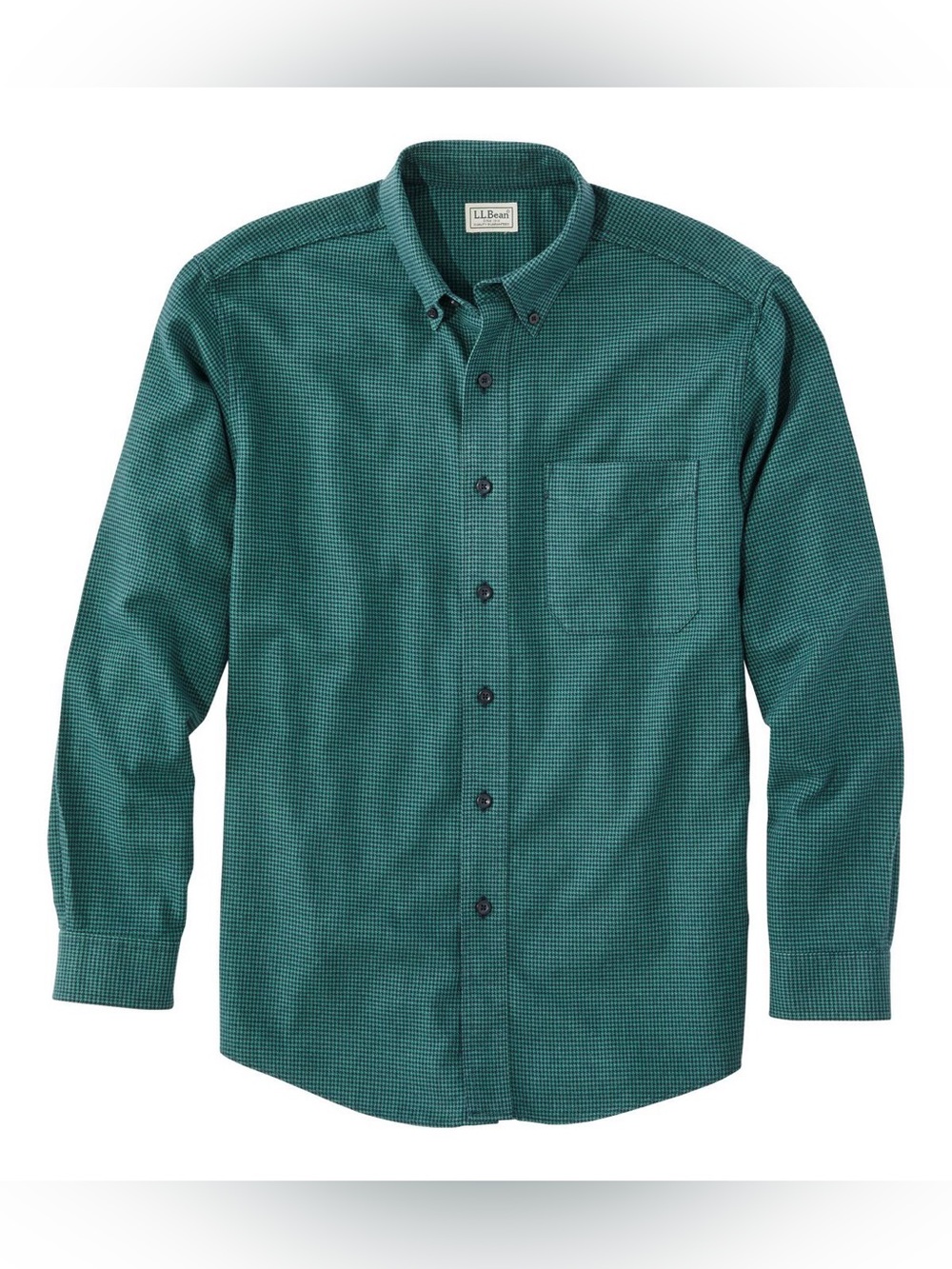 LL BEAN Men's Wicked Good Flannel Shirt Traditional Fit Houndstooth green XL
